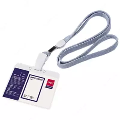 Бейджик горизонтальный "Deli" на ленте 95 х 68 мм (Арт. - 5756)