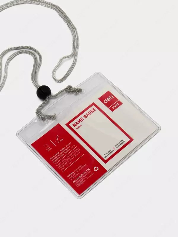 Бейджик горизонтальный "Deli" на шнурке 105 х 70 мм (Арт. - 5754)