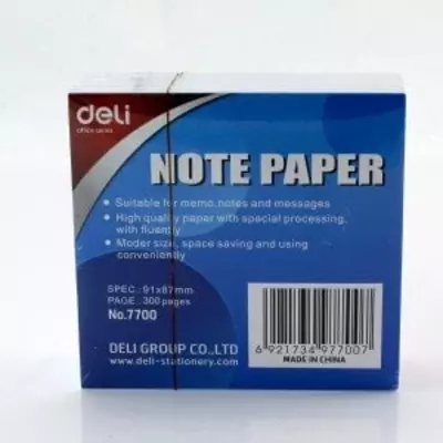 Блок для записей бумажный "Deli", 91 х 87 мм (Арт. - 7700) 300 листов