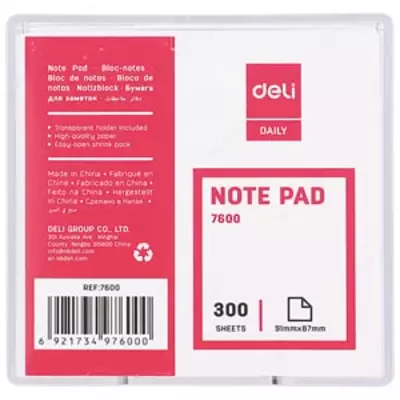 Блок для записей с подставкой "Deli", 91 х 87 мм (Арт. - 7600-1) 300 листов