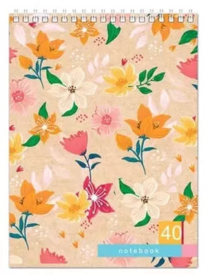Блокнот BG "Крафт с цветами", со спиралью, A5, 40 стр. (Арт. - Б5гр40_8870)
