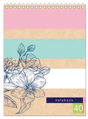 Блокнот BG "Крафт с цветами", со спиралью, A5, 40 стр. (Арт. - Б5гр40_8870)