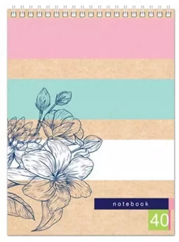 Блокнот BG "Крафт с цветами", со спиралью, A5, 40 стр. (Арт. - Б5гр40_8870)