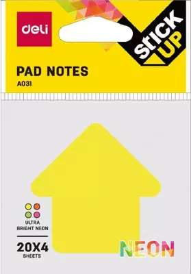 Стикеры - закладки для записей (клеевые) "Deli" 76 х 76 мм (Арт. - 03102-EA) Цв. неон