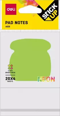 Стикеры - закладки для записей (клеевые) "Deli" 76 х 76 мм (Арт. - 03102-EA) Цв. неон