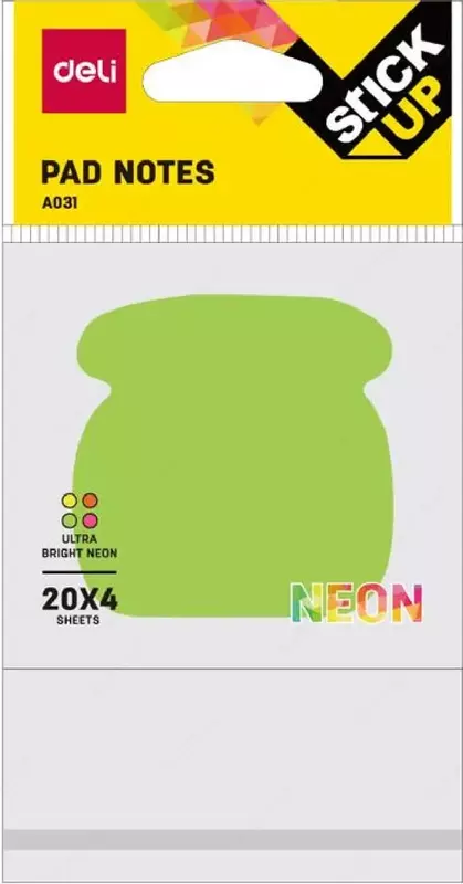 Стикеры - закладки для записей (клеевые) "Deli" 76 х 76 мм (Арт. - 03102-EA) Цв. неон