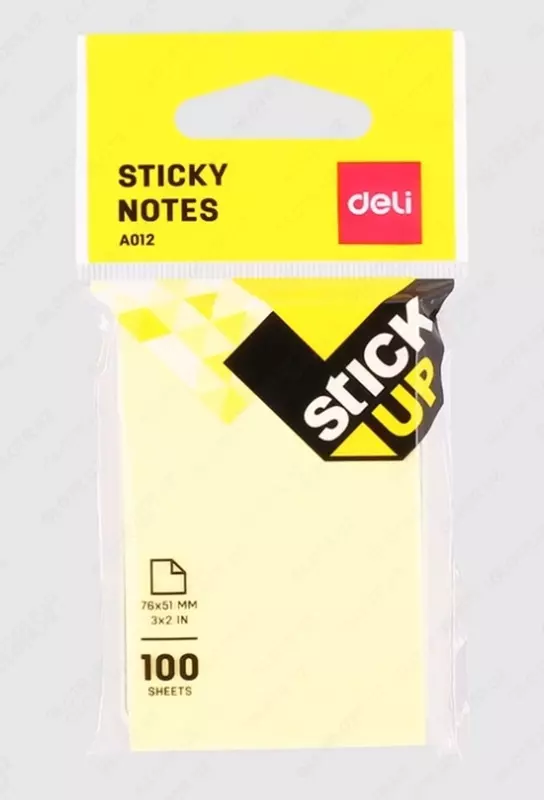 Самоклеящаяся бумага для записей "Deli" 51 х 76 мм, 100 л. (Арт. - 01202-EA) Цв. ассорти