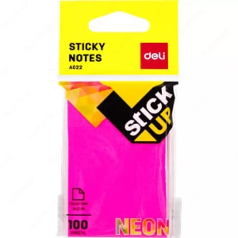 Самоклеящаяся бумага для записей "Deli" 51 х 76 мм, 100 л. (Арт. - 02202-EA) Цв. неон