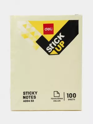Самоклеящаяся бумага для записей "Deli" желтая, 76 х 101 мм (Арт. - 00453-EA)