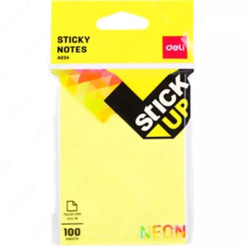 Самоклеящаяся бумага для записей "Deli" цв. неон, 76 х 101 мм (Арт. - 02402-EA)