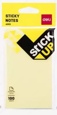 Самоклеящаяся бумага для записей "Deli" желтая, 76 х 126 мм (Арт. - 00552-EA)