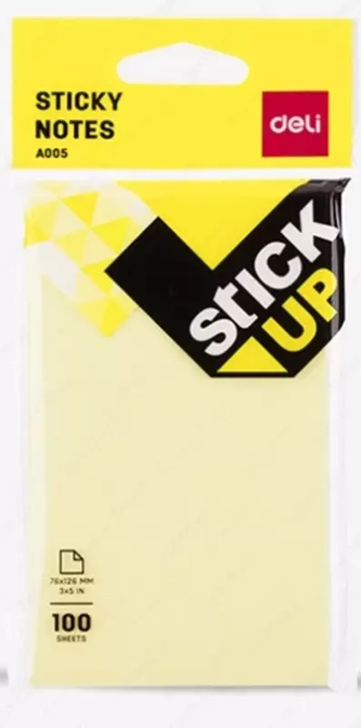 Самоклеящаяся бумага для записей "Deli" желтая, 76 х 126 мм (Арт. - 00552-EA)