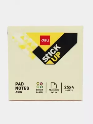 Самоклеящаяся бумага для записей "Deli" 4 цв., 76 х 76 мм (Арт. - 01603-EA)