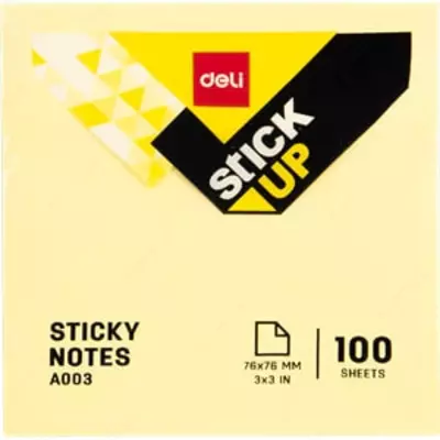 O'z-o'zidan yopishtiruvchi qog'oz "Deli" sariq, 76 x 76 mm (kod - 00353-EA)