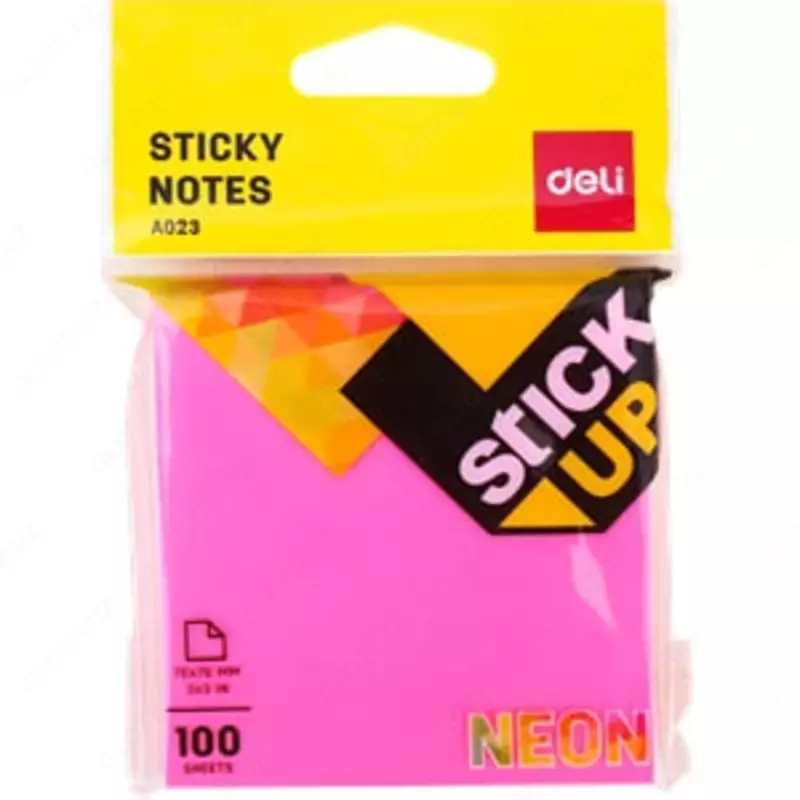 O'z-o'zidan yopishtiruvchi qog'oz "Deli" 4 ta neon rangli, 76 x 76 mm (kod - 02302-EA)