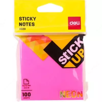 O'z-o'zidan yopishtiruvchi qog'oz "Deli" 4 ta neon rangli, 76 x 76 mm (kod - 02302-EA)