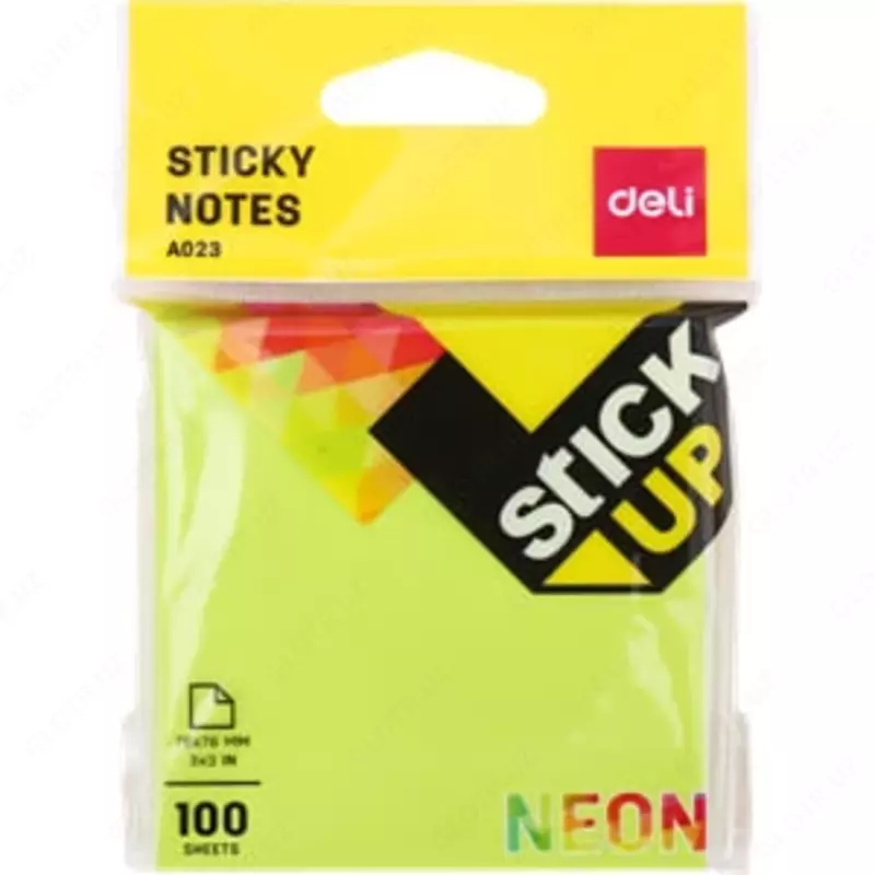 O'z-o'zidan yopishtiruvchi qog'oz "Deli" 4 ta neon rangli, 76 x 76 mm (kod - 02302-EA)