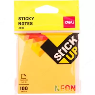 O'z-o'zidan yopishtiruvchi qog'oz "Deli" 4 ta neon rangli, 76 x 76 mm (kod - 02302-EA)