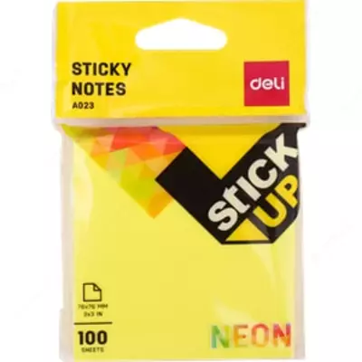 O'z-o'zidan yopishtiruvchi qog'oz "Deli" 4 ta neon rangli, 76 x 76 mm (kod - 02302-EA)