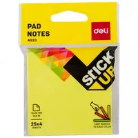 Самоклеящаяся бумага для записей "Deli" EasyPad 4 неоновых цв.