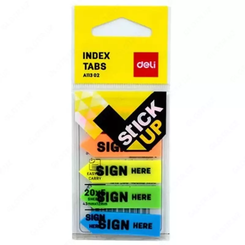 Индекс - закладки для записей "Deli" Стрелки, цветной неон, 44 х 12 мм (Арт. - 11302-EA)