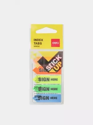 Индекс - закладки для записей "Deli" Стрелки, цветной неон, 44 х 12 мм (Арт. - 11302-EA)