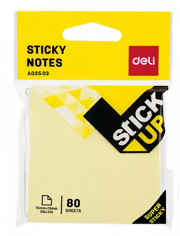 Самоклеящаяся бумага для записей "Deli" Stick UP желтая, 76 х 76 мм (Арт. - 03503-EA)