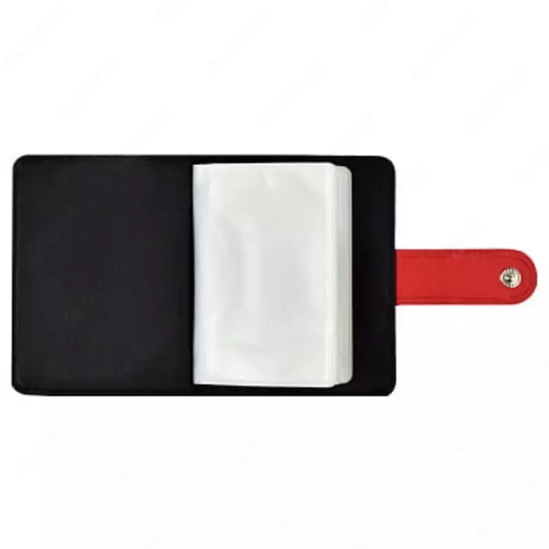 Визитница "Феникс+" 110 х 80 мм, 16 карманов (Черный/Красный Наппа) Арт.-45953