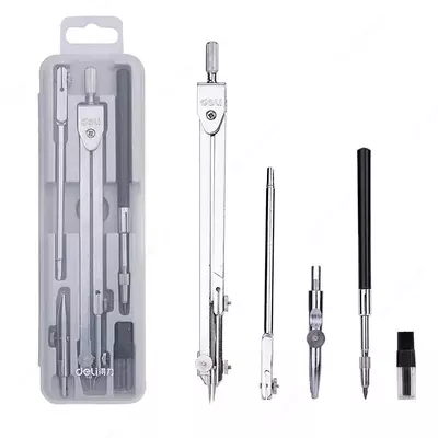 Чертежная Готовальня "Deli" пенал, 5 предметов (Арт.-8605)