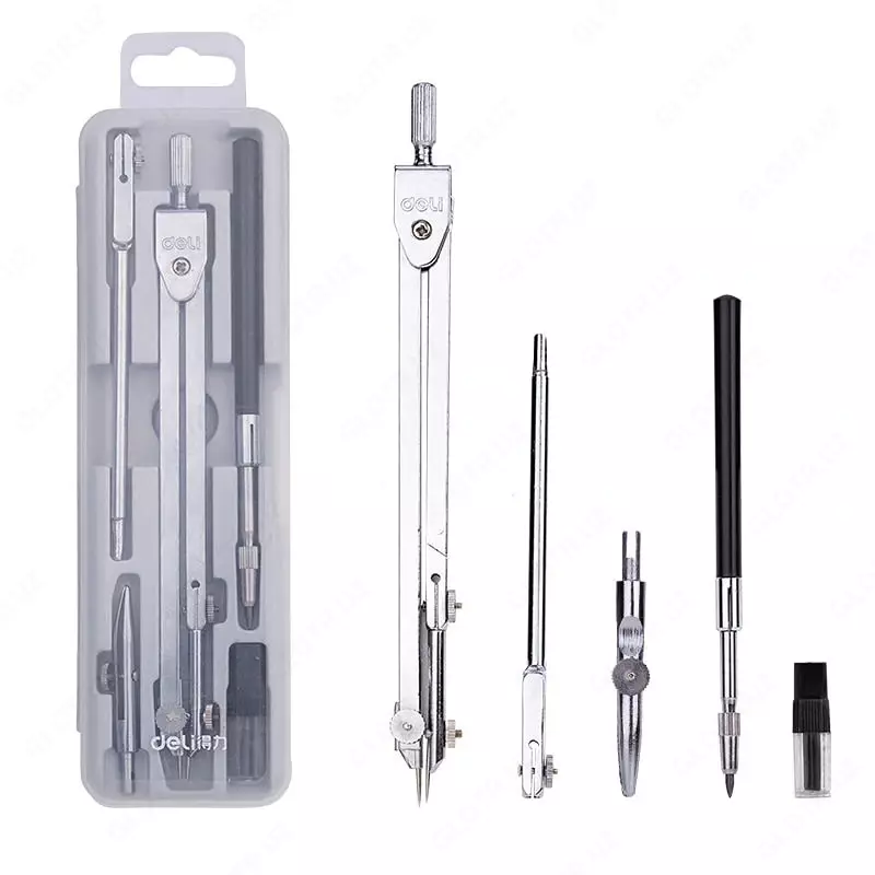 Чертежная Готовальня "Deli" пенал, 5 предметов (Арт.-8605)