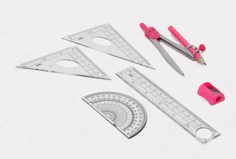 Чертежная Готовальня "Deli Uspire" пенал, 7 предметов (Арт.-600-H)