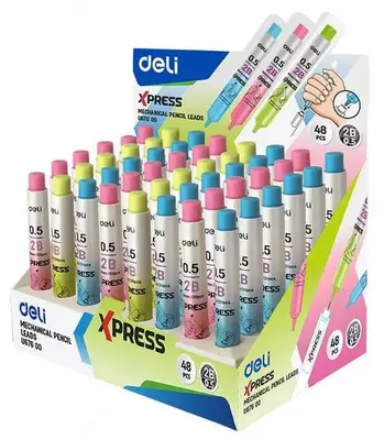 Сменный Грифель 0.5 мм "Deli" 2В, цв. пенал, 20 шт (Арт.-67600-WU)