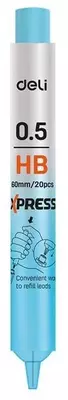 O'zaro almashtiriladigan qo'rg'oshin 0,5 mm "Deli" HB, kol. qalam qutisi, 20 dona (Art.-67400-WU)