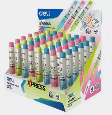 O'zaro almashtiriladigan qo'rg'oshin 0,7 mm "Deli" 2B, kol. qalam qutisi, 20 dona (Art.-67700-WU)