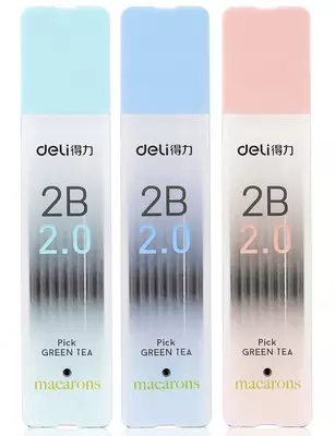 O'zaro almashtiriladigan qo'rg'oshin 2 mm "Deli" 2B, kol. qalam qutisi, 8 dona (58804-modda)