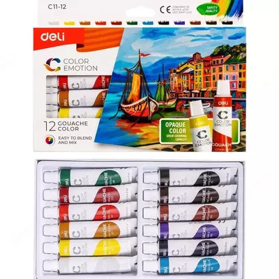 Rangli gouache "Deli" naychasi 12 ml. (12 rang) Art. - 11-12-C