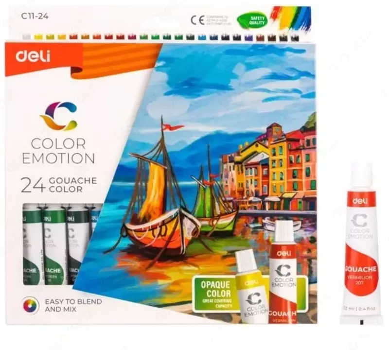 Цветная гуашь "Deli" туба 12 мл. (24 цвета) Арт. - 11-24-C