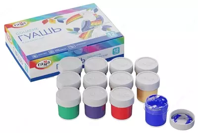 Цветная гуашь Гамма "Классическая" баночка 20 мл. (12 цветов) Арт. - 22103012