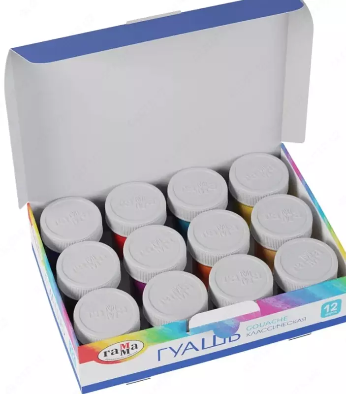 Цветная гуашь Гамма "Классическая" баночка 20 мл. (12 цветов) Арт. - 22103012