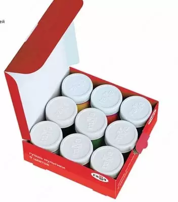 Цветная гуашь Гамма "Мультики" баночка 20 мл. (9 цветов) Арт. - 221031