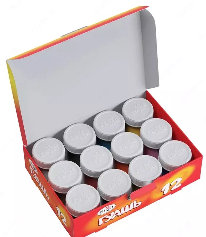 Цветная гуашь Гамма "Мультики" баночка 20 мл. (12 цветов) Арт. - 221032