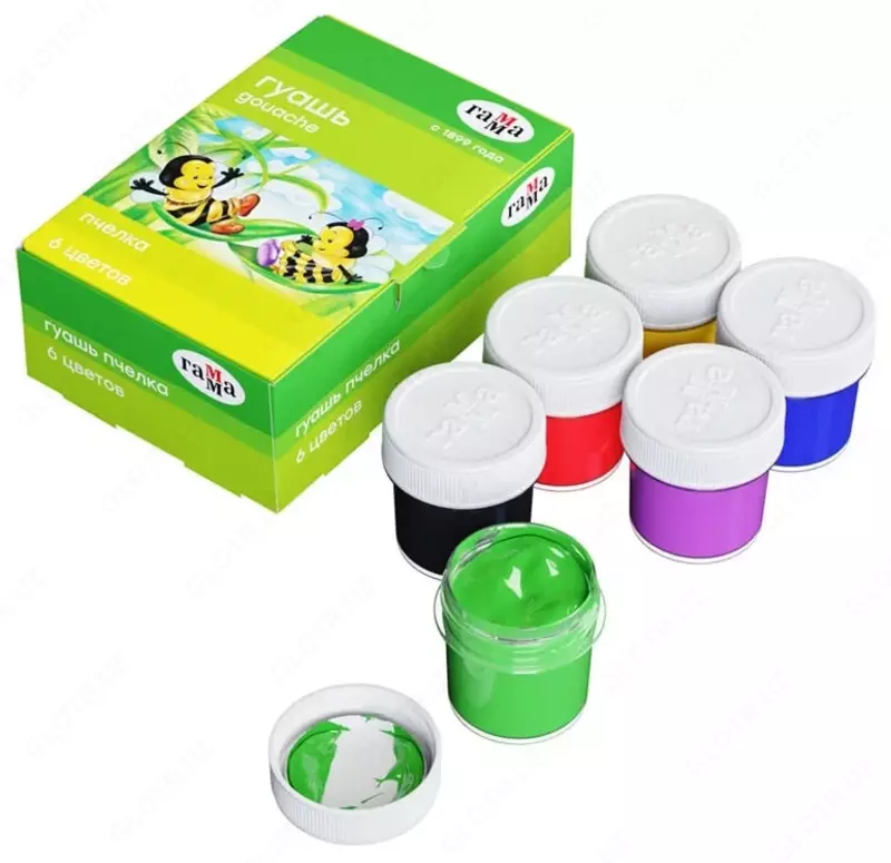 Цветная гуашь Гамма "Пчелка" баночка 20 мл. (6 цветов) Арт. - 221014_6