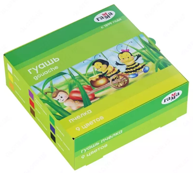 Цветная гуашь Гамма "Пчелка" баночка 20 мл. (9 цветов) Арт. - 221014_9