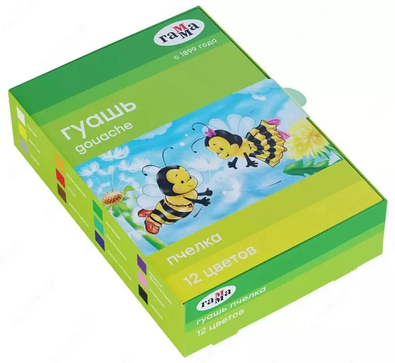 Цветная гуашь Гамма "Пчелка" баночка 20 мл. (12 цветов) Арт. - 221014_12