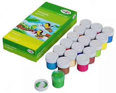 Цветная гуашь Гамма "Пчелка" баночка 20 мл. (18 цветов) Арт. - 221014_18