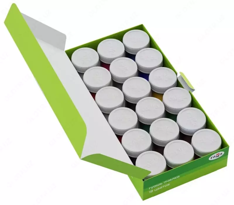 Цветная гуашь Гамма "Пчелка" баночка 20 мл. (18 цветов) Арт. - 221014_18