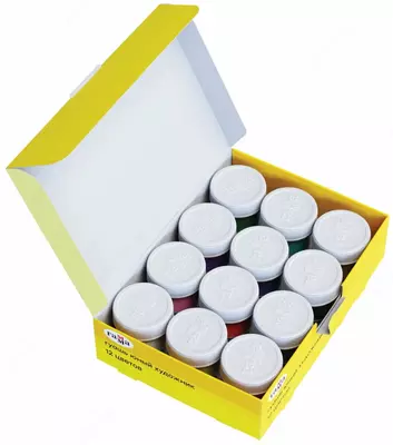 Цветная гуашь Гамма "Юный художник NEW" баночка 17.5 мл. (12 цветов) Арт. - 221008