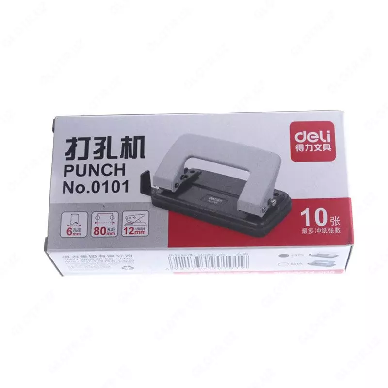 Канцелярский дырокол "Deli", с двумя отверстиями, 12 листов (Арт. - 0101)