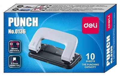 Канцелярский дырокол "Deli Eco", с двумя отверстиями, 10 листов (Арт. - 0136)