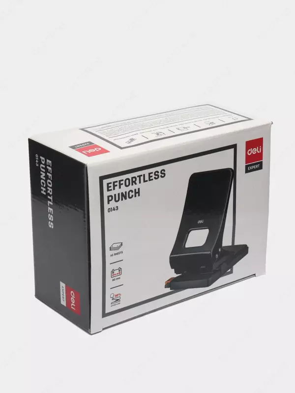 Канцелярский дырокол "Deli PowerSaving", с двумя отверстиями, 45 листов (Арт. - 0143bk)